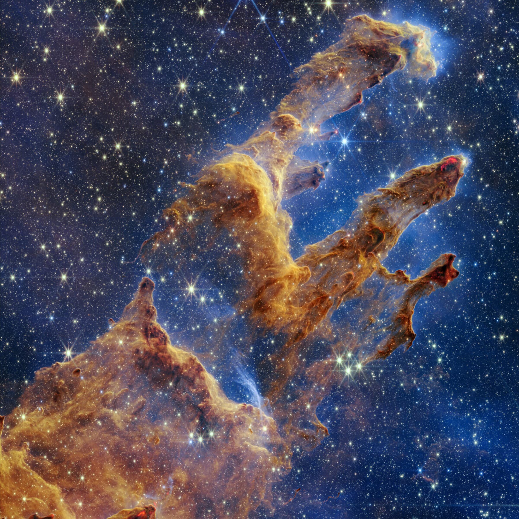 The Pillars of Creation imaged by the James Webb Space Telescope